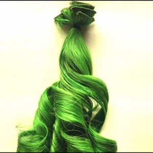 (6) Green Human Hair Clip in Extensions 14-16 in